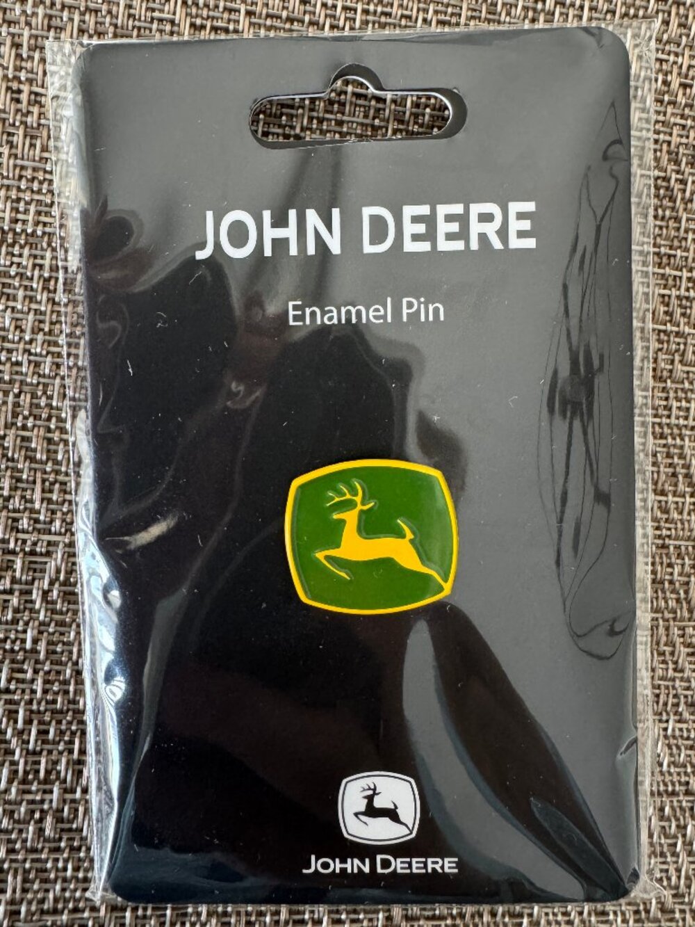 John Deere Enamel Lapel Pin Leaping Deer Logo Green Yellow Leaper Hat Tie Badge